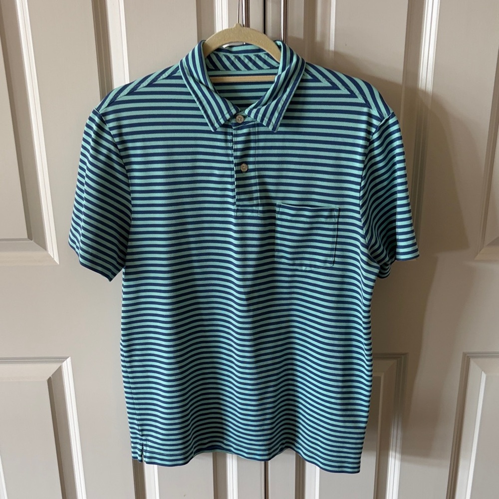 Vineyard Vines Striped Blue Polo Shirt M